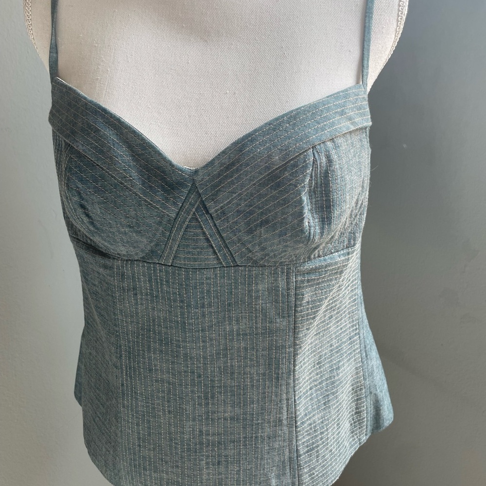 Elie Tahari Indigo Bustier with Subtle Stripes